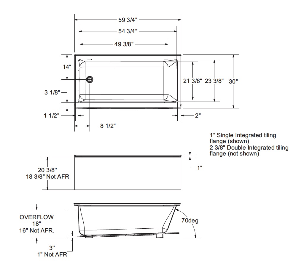 Maax 106395-000-001-101 Bosca 6030 IFS AFR Acrylic Alcove Left